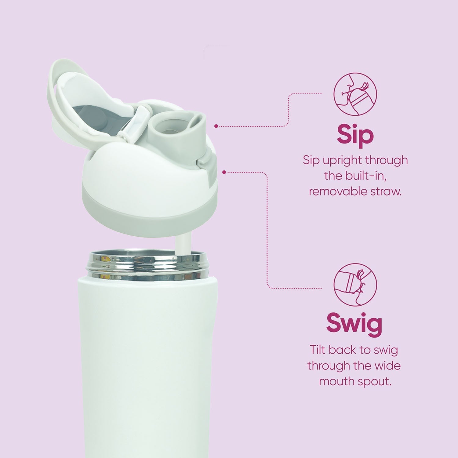 19/24/32oz Straw Insulated Water Bottle Double-Layer 304 Stainless Steel Vacuum Thermal Mug - INEUMALL